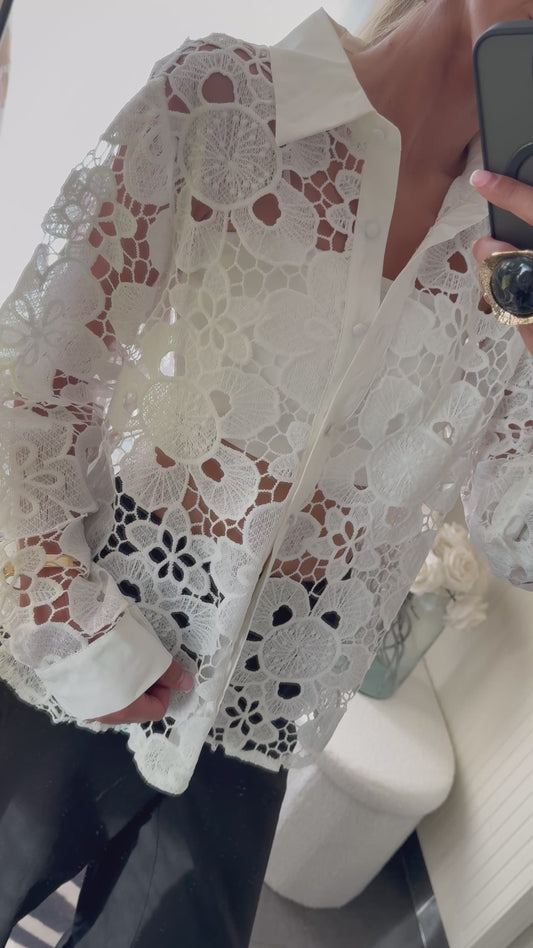 Chemisier en crochet blanc